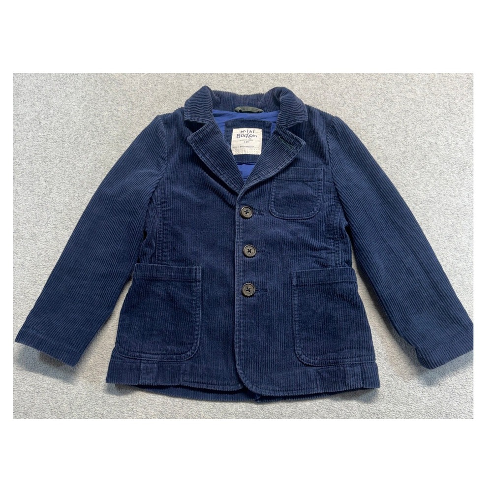 Mini Boden Corduroy Blazer Kids Size 4-5Y Navy Blue Elbow Patches Preppy Holiday